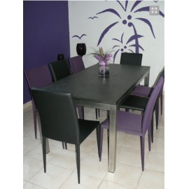 TABLE SLATE 180CMX90CM EN INOX ET ARDOISE