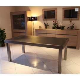 TABLE CADRE 190CMX80CM EN INOX ET ARDOISE